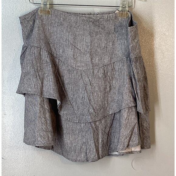 BCBGeneration Tiered Linen Blend Mini Skirt Black White XL NWT - Picture 1 of 9